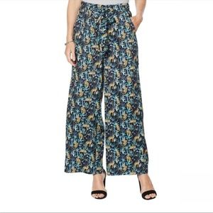 Evryday Jane Cheetah Pants faux silk wide leg pants